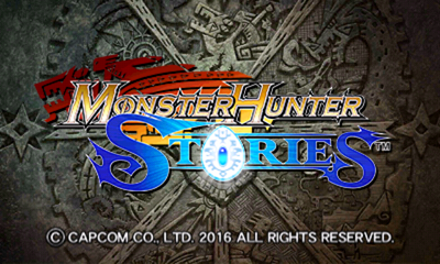 Monster Hunter Stories title screen for Nintendo 3DS